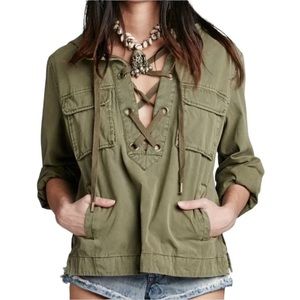 Free people lace up Khaki jacket